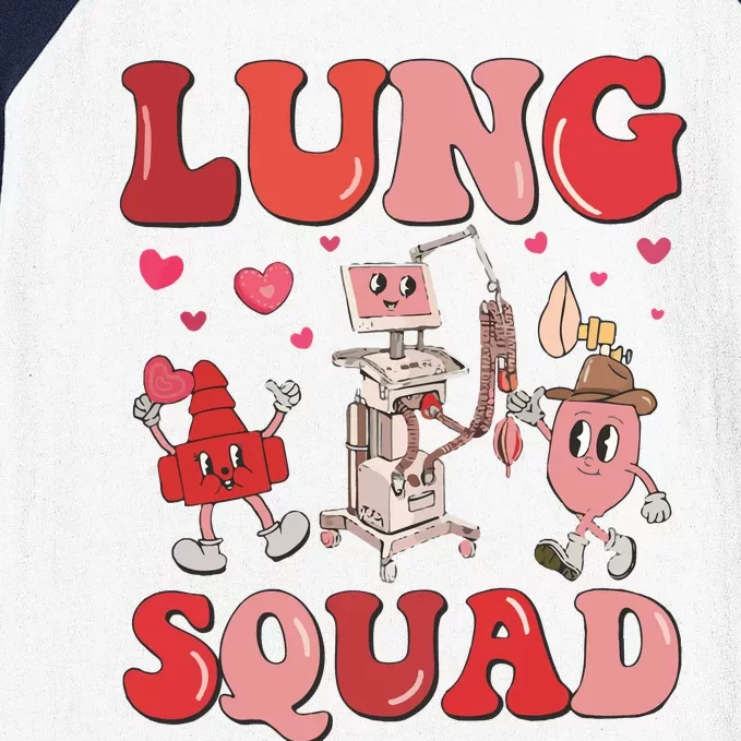 Respiratory Therapist Valentine Lung Squad Baseball Sleeve Shirt