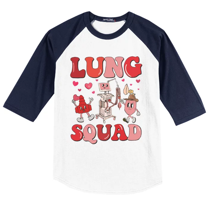 Respiratory Therapist Valentine Lung Squad Baseball Sleeve Shirt