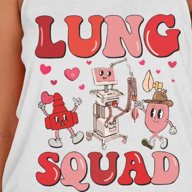 Respiratory Therapist Valentine Lung Squad Women's Knotted Racerback Tank