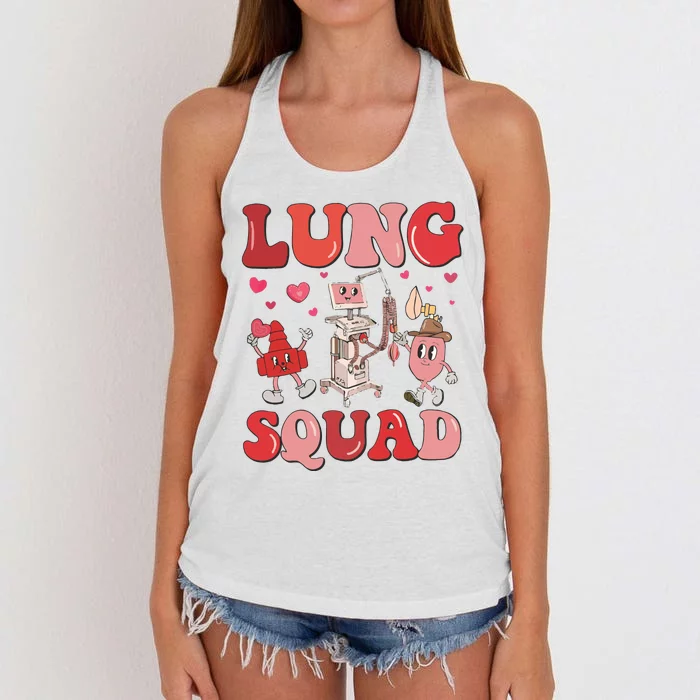 Respiratory Therapist Valentine Lung Squad Women's Knotted Racerback Tank