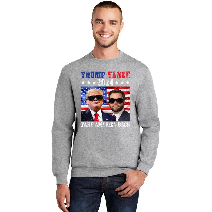 Retro Trump Vance 2024 Take America Back American Flag Sweatshirt