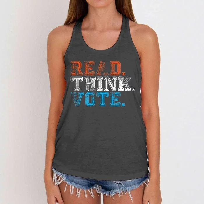 Read Think Vote Election 2024 Women's Knotted Racerback Tank