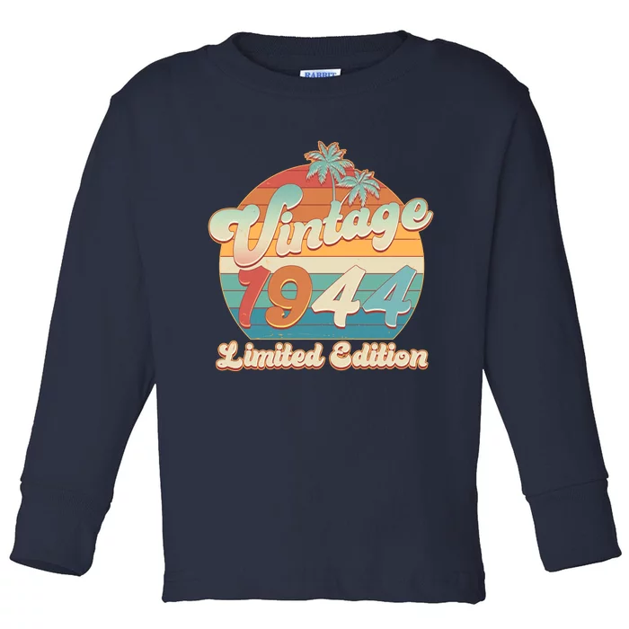 Retro Tropical Vintage 1944 Limited Edition 80th Birthday Toddler Long Sleeve Shirt