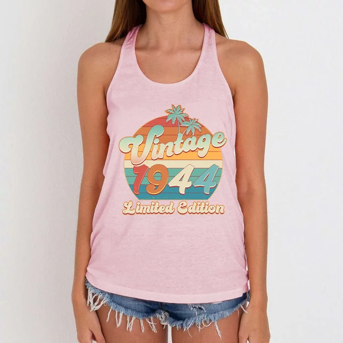 Retro Tropical Vintage 1944 Limited Edition 80th Birthday Women's Knotted Racerback Tank