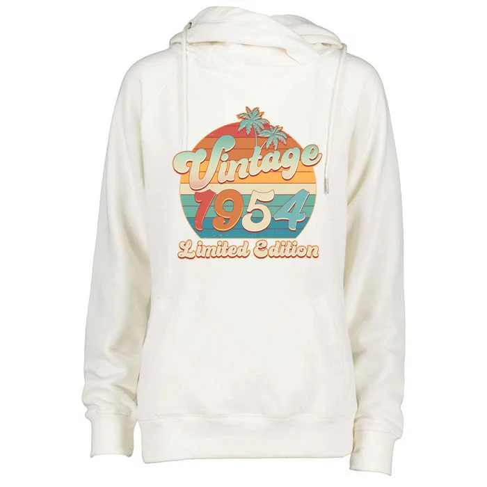 Retro Tropical Vintage 1954 Limited Edition 70th Birthday Womens Funnel Neck Pullover Hood