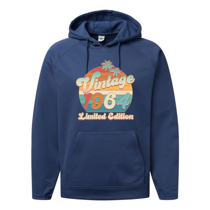 Retro Tropical Vintage 1964 Limited Edition 60th Birthday Performance Fleece Hoodie