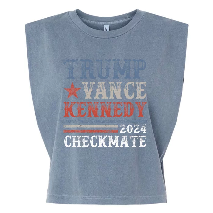 Retro Trump Vance Kennedy Checkmate President 2024 Garment-Dyed Women's Muscle Tee