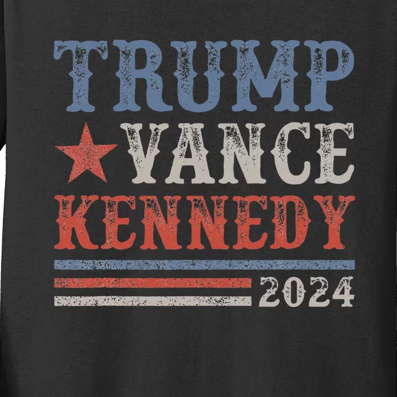 Retro Trump Vance Kennedy President 2024 Election Republican Kids Long Sleeve Shirt