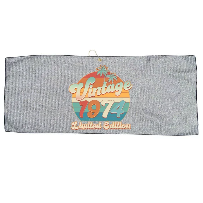 Retro Tropical Vintage 1974 Limited Edition 50th Birthday Large Microfiber Waffle Golf Towel