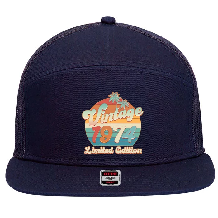 Retro Tropical Vintage 1974 Limited Edition 50th Birthday 7 Panel Mesh Trucker Snapback Hat