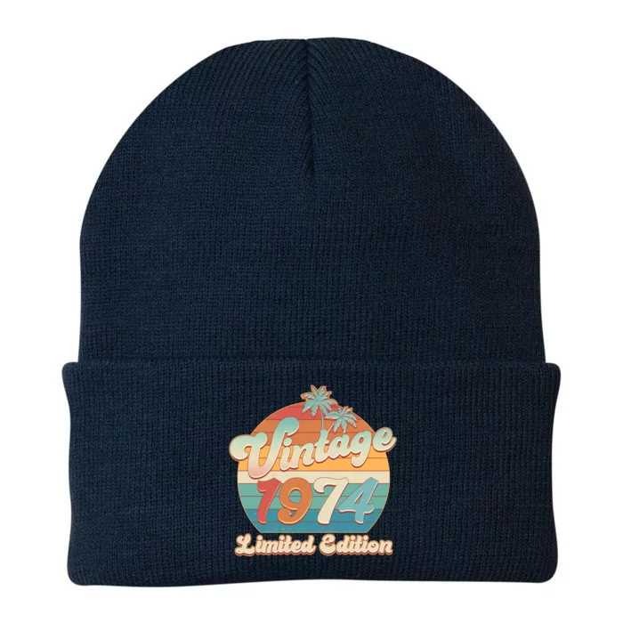 Retro Tropical Vintage 1974 Limited Edition 50th Birthday Knit Cap Winter Beanie