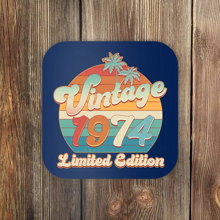 Retro Tropical Vintage 1974 Limited Edition 50th Birthday Coaster