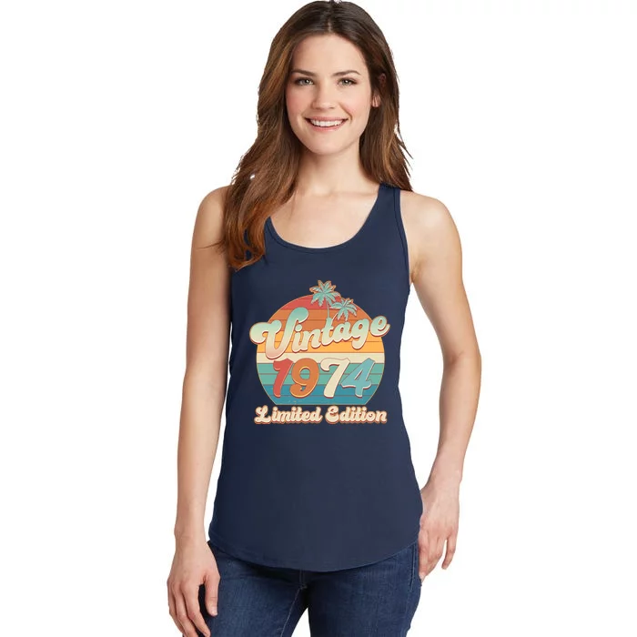 Retro Tropical Vintage 1974 Limited Edition 50th Birthday Ladies Essential Tank