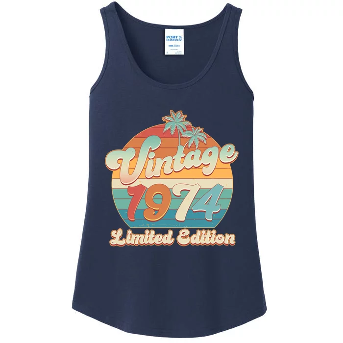 Retro Tropical Vintage 1974 Limited Edition 50th Birthday Ladies Essential Tank