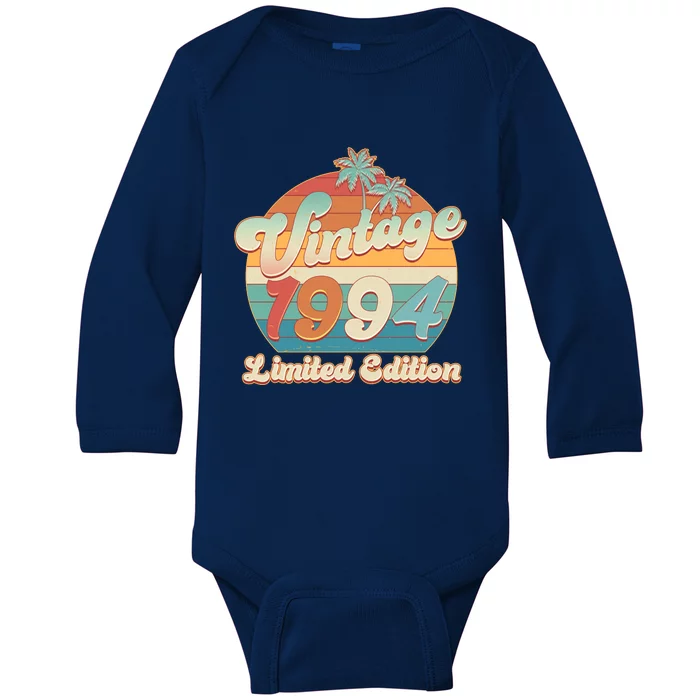 Retro Tropical Vintage 1994 Limited Edition 30th Birthday Baby Long Sleeve Bodysuit