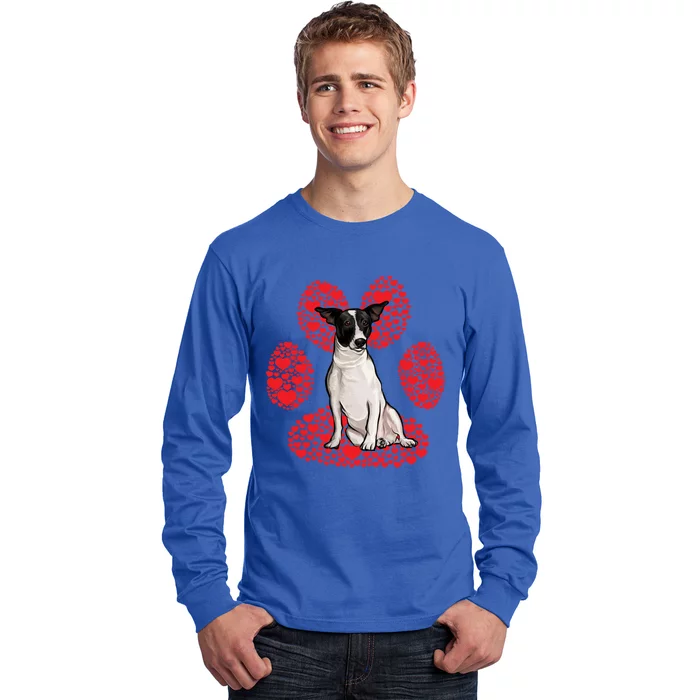 Rat Terrier Valentines Day Dog Love Paw Gift Long Sleeve Shirt