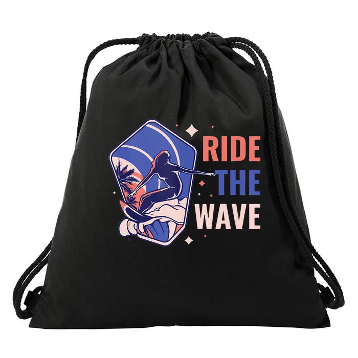 Ride The Wave Drawstring Bag