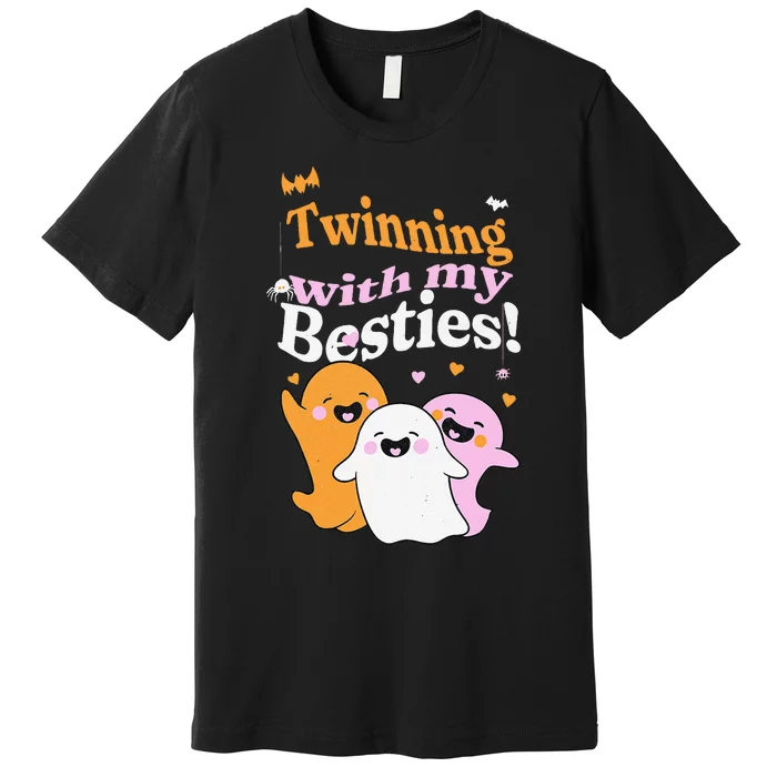 retro Twinning With My Besties Halloween Ghosts Premium T-Shirt