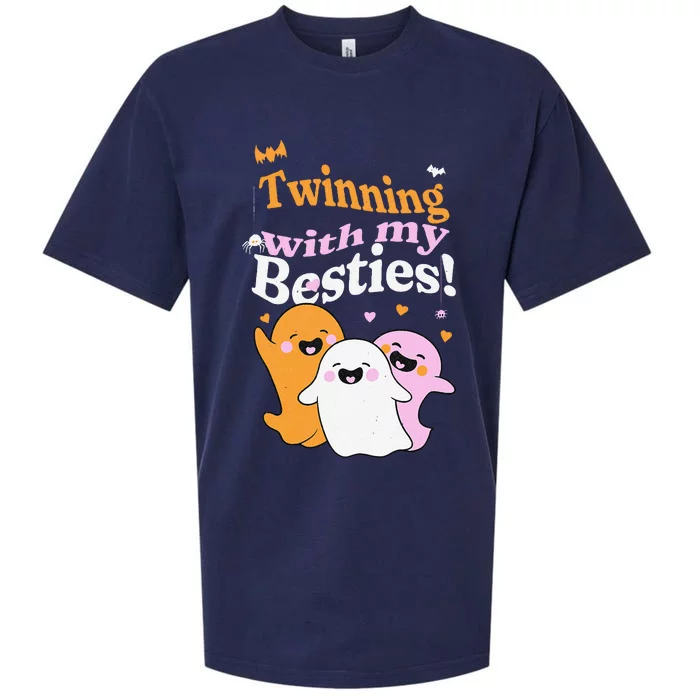 retro Twinning With My Besties Halloween Ghosts Sueded Cloud Jersey T-Shirt