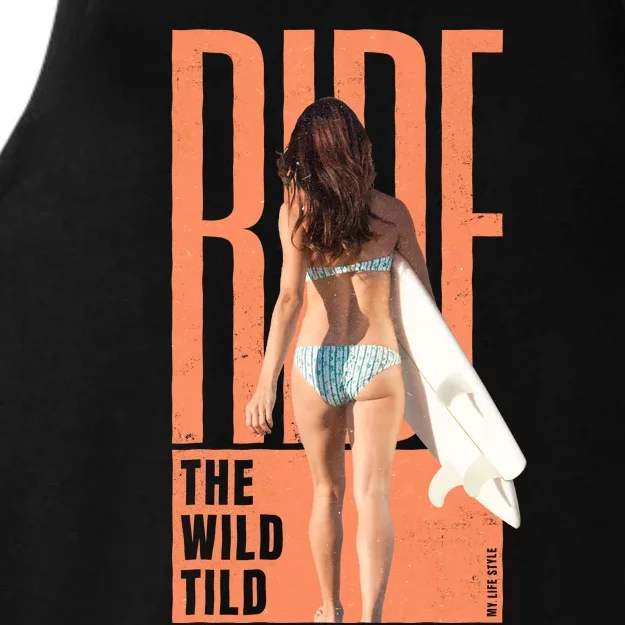 Ride The Wild Woman Surfing Ladies Tri-Blend Wicking Tank