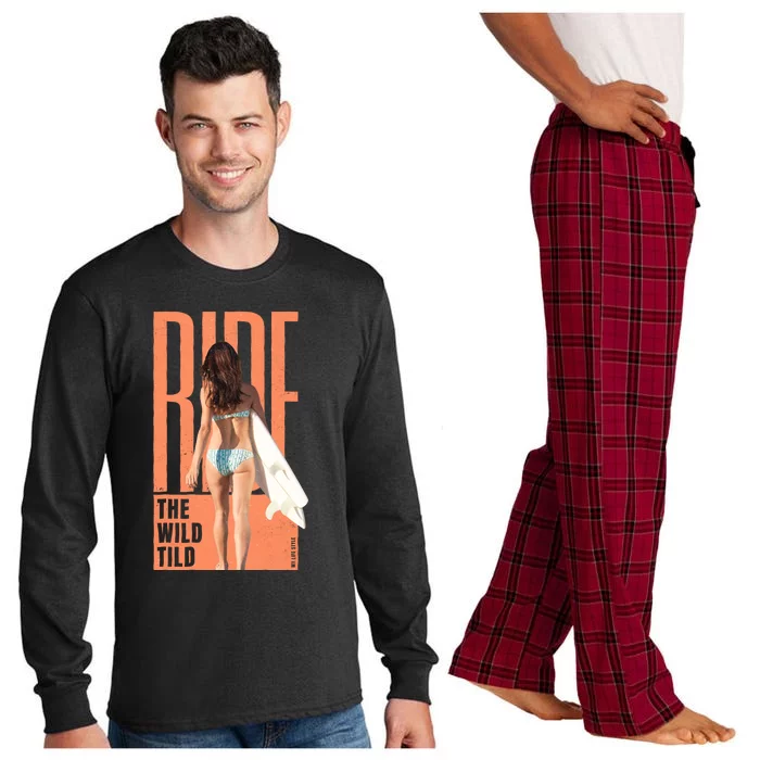 Ride The Wild Woman Surfing Long Sleeve Pajama Set