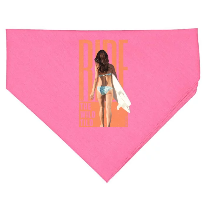 Ride The Wild Woman Surfing USA-Made Doggie Bandana