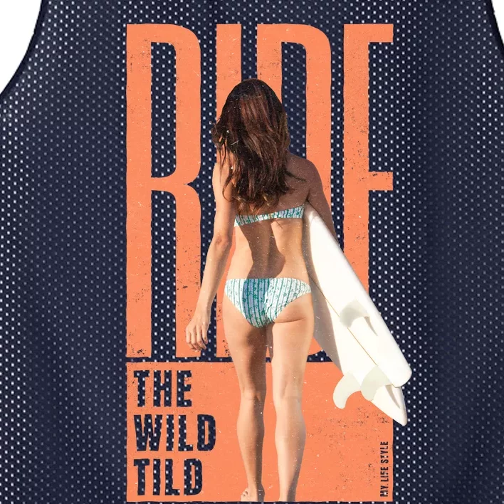 Ride The Wild Woman Surfing Mesh Reversible Basketball Jersey Tank