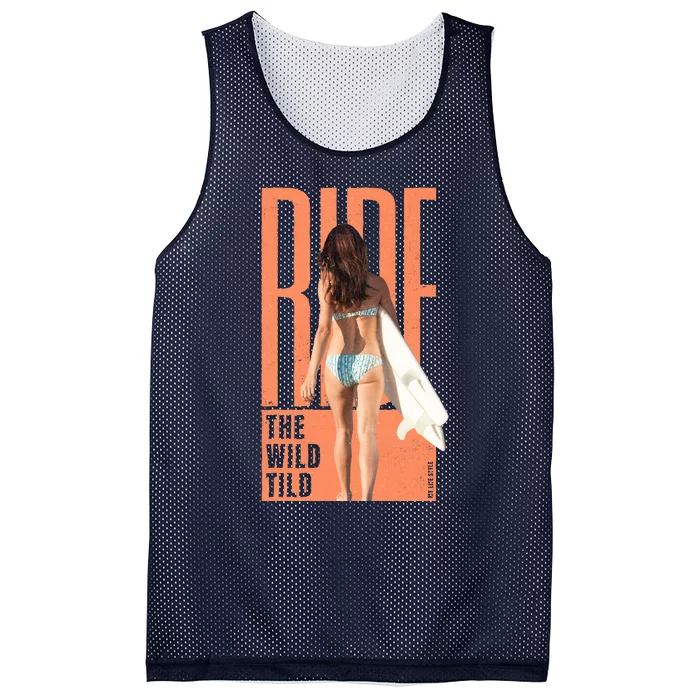 Ride The Wild Woman Surfing Mesh Reversible Basketball Jersey Tank