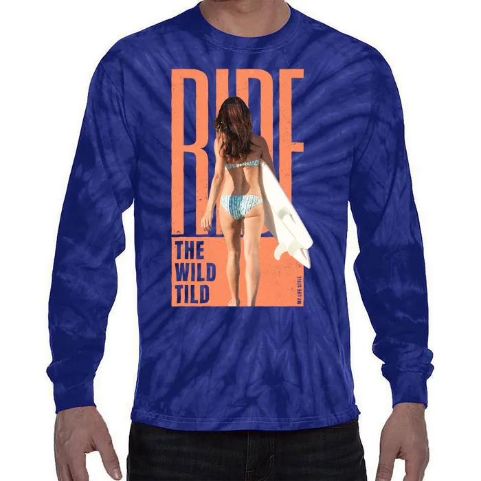 Ride The Wild Woman Surfing Tie-Dye Long Sleeve Shirt