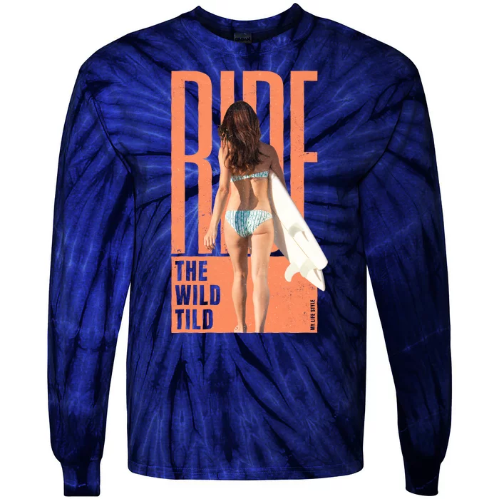 Ride The Wild Woman Surfing Tie-Dye Long Sleeve Shirt