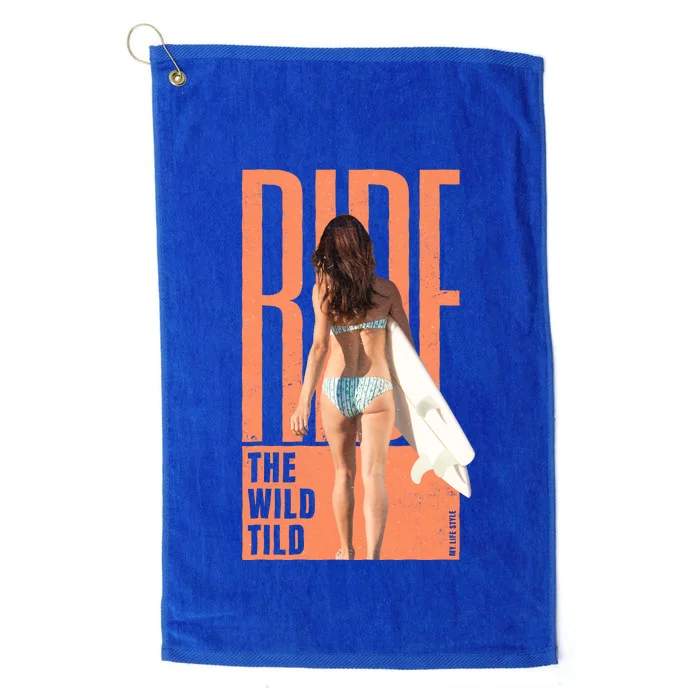 Ride The Wild Woman Surfing Platinum Collection Golf Towel