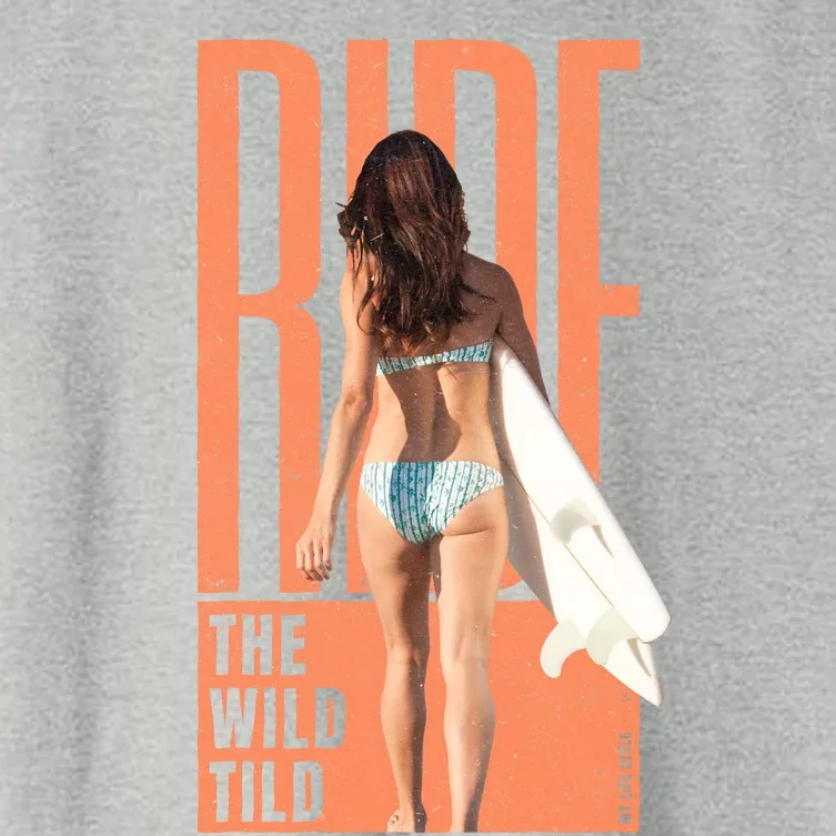 Ride The Wild Woman Surfing Women's Crop Top Tee