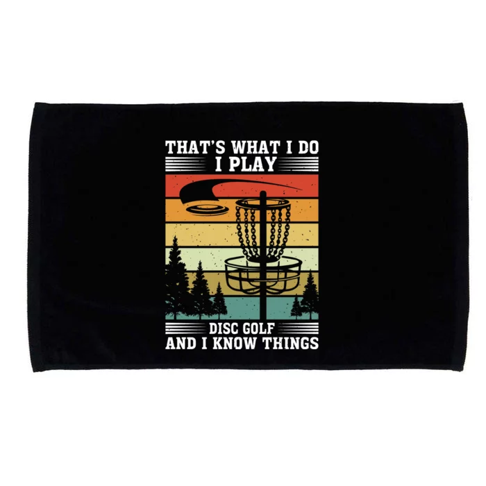 Retro That's What I Do I Play Disc Golf And I Know Things Microfiber Hand Towel