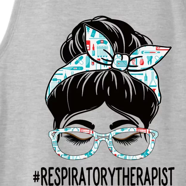 Respiratory Therapist Week Appreciation Day Wo Messy Bun Ladies Tri-Blend Wicking Tank