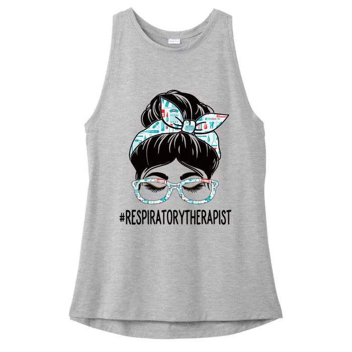 Respiratory Therapist Week Appreciation Day Wo Messy Bun Ladies Tri-Blend Wicking Tank