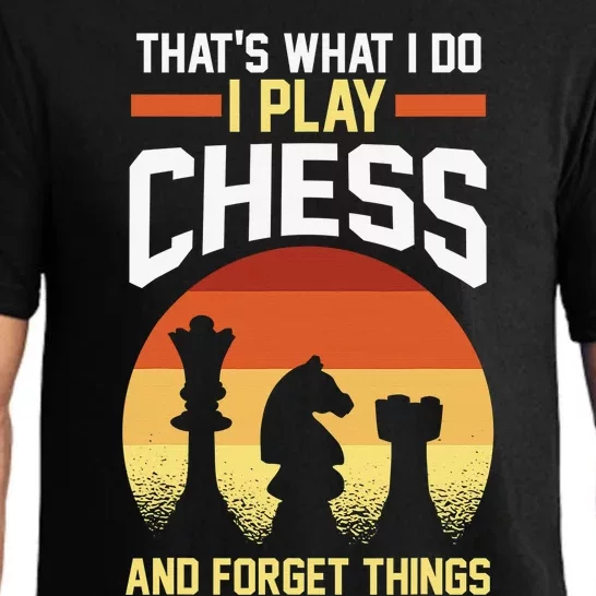 Retro That's What I Do I Play Chess And I Forget Things Pajama Set