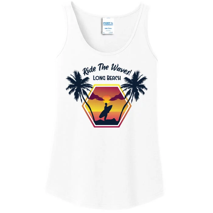 Ride The Waves Long Beach Ladies Essential Tank