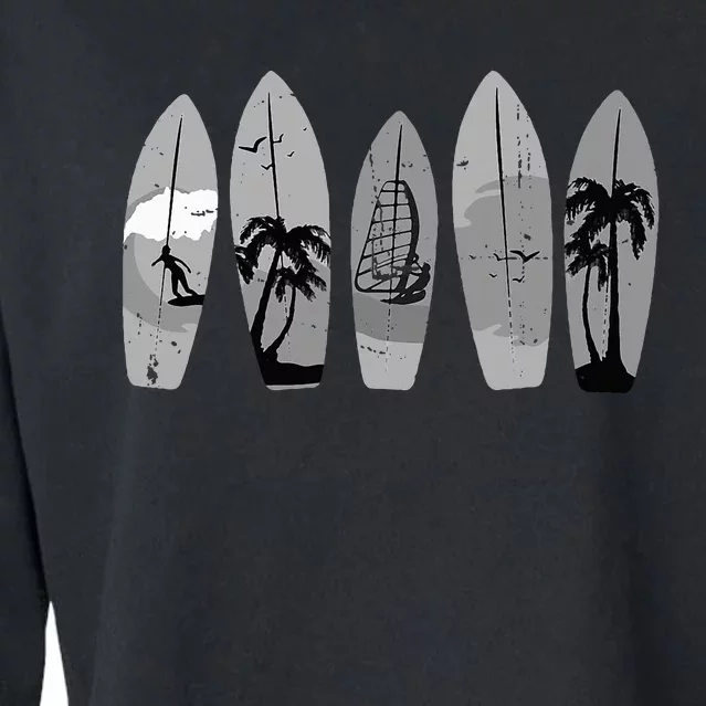 Ride the Waves with a Timeless Surfboard Cropped Pullover Crew