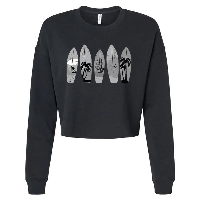 Ride the Waves with a Timeless Surfboard Cropped Pullover Crew