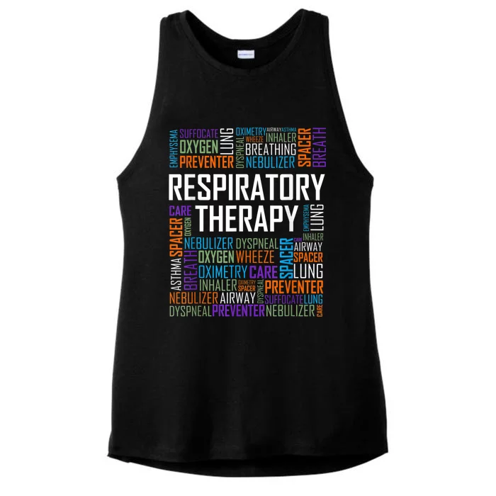 Respiratory Therapist Words Therapy Care Week Ladies Tri-Blend Wicking Tank