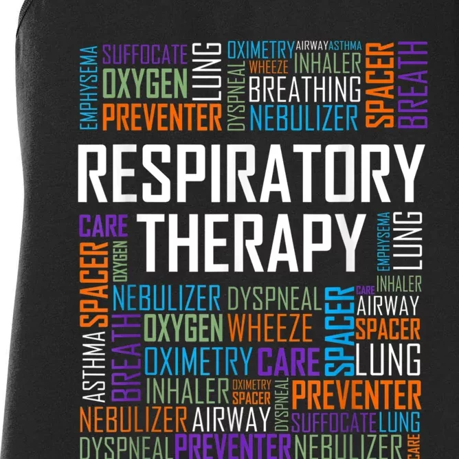 Respiratory Therapist Words Therapy Care Week Women's Racerback Tank