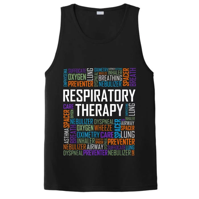 Respiratory Therapist Words Therapy Care Week Performance Tank