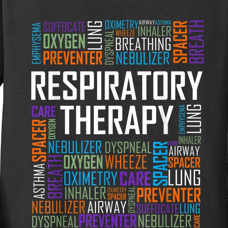 Respiratory Therapist Words Therapy Care Week Kids Long Sleeve Shirt