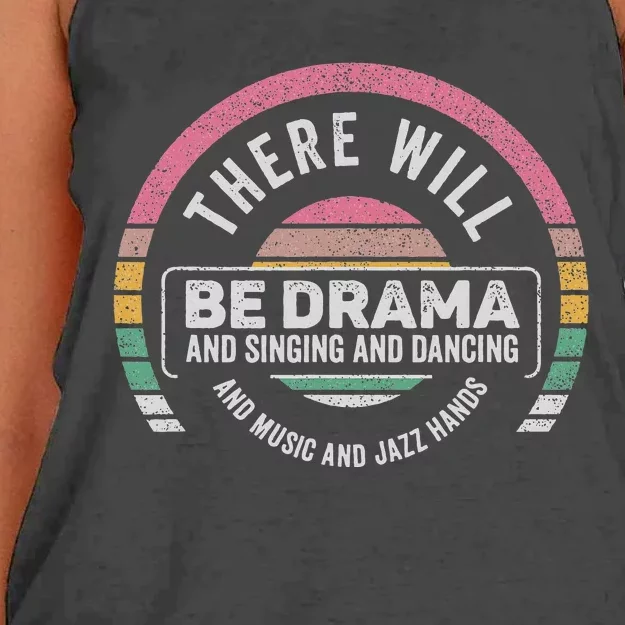 Retro There Will Be Drama Theater Theatre Musical Actor Gift Women's Knotted Racerback Tank