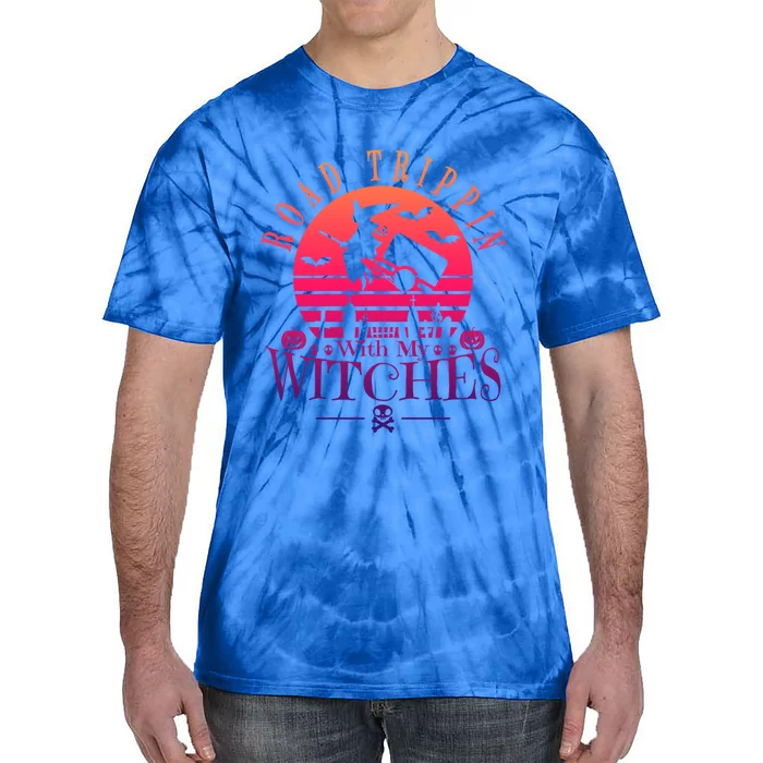 Road Trippin With My Witches Halloween Witch Camping Gift Tie-Dye T-Shirt