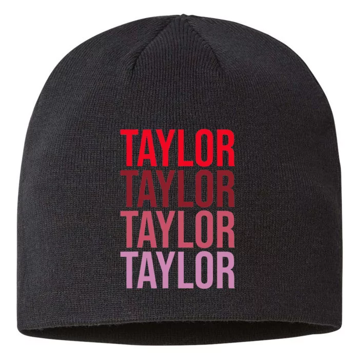 Retro Taylor Wordmark Pattern I Love Taylor 8 1/2in Sustainable Knit Beanie