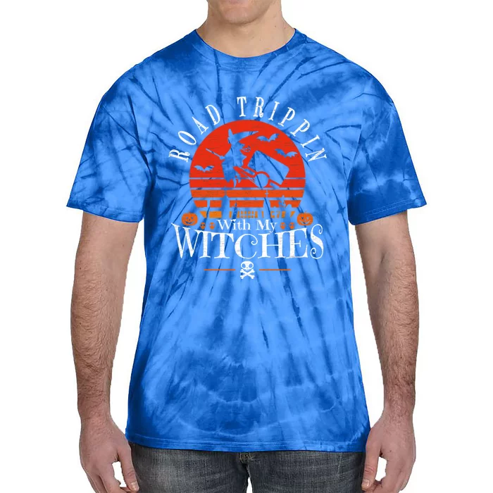 Road Trippin With My Witches Halloween Witch Camping Gift Tie-Dye T-Shirt