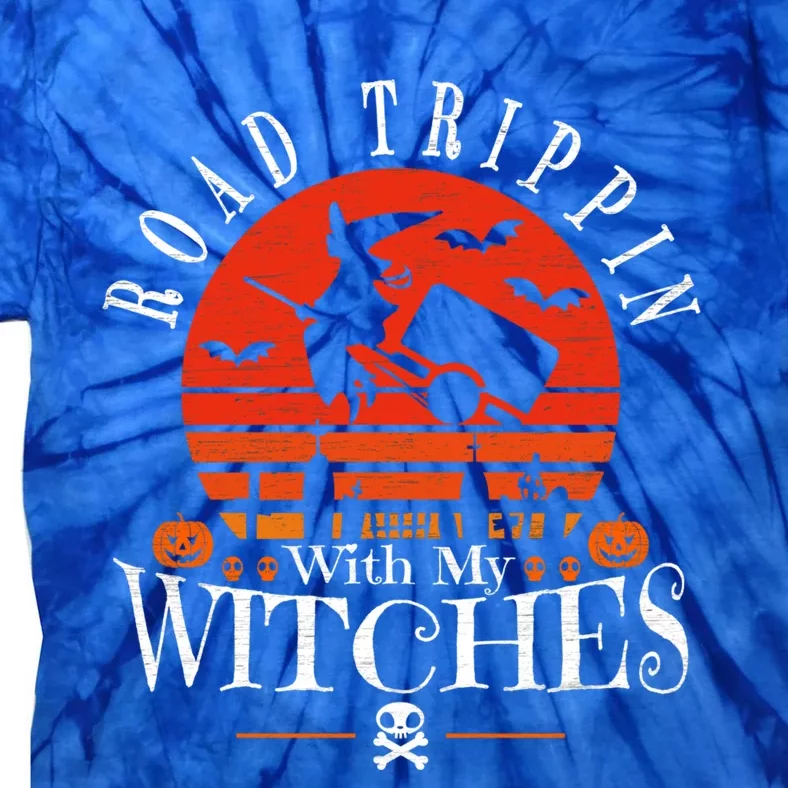 Road Trippin With My Witches Halloween Witch Camping Gift Tie-Dye T-Shirt