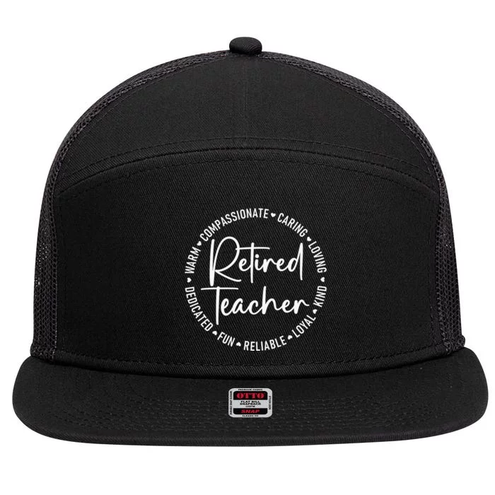 Retired Teacher White 7 Panel Mesh Trucker Snapback Hat