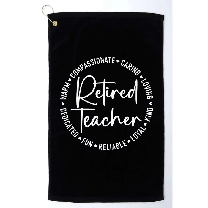 Retired Teacher White Platinum Collection Golf Towel